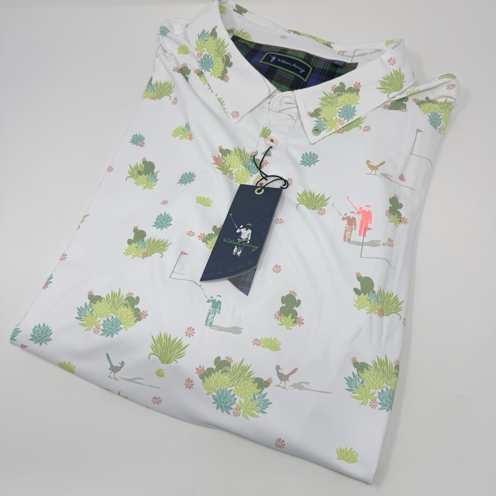 NWT William Murray Men's Golf Beep Beep Polo Shirt White 3XL